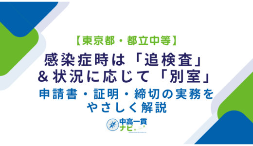 【東京都・都立中等】感染症時は「追検査」＆状況に応じて「別室」――申請書・証明・締切の実務をやさしく解説